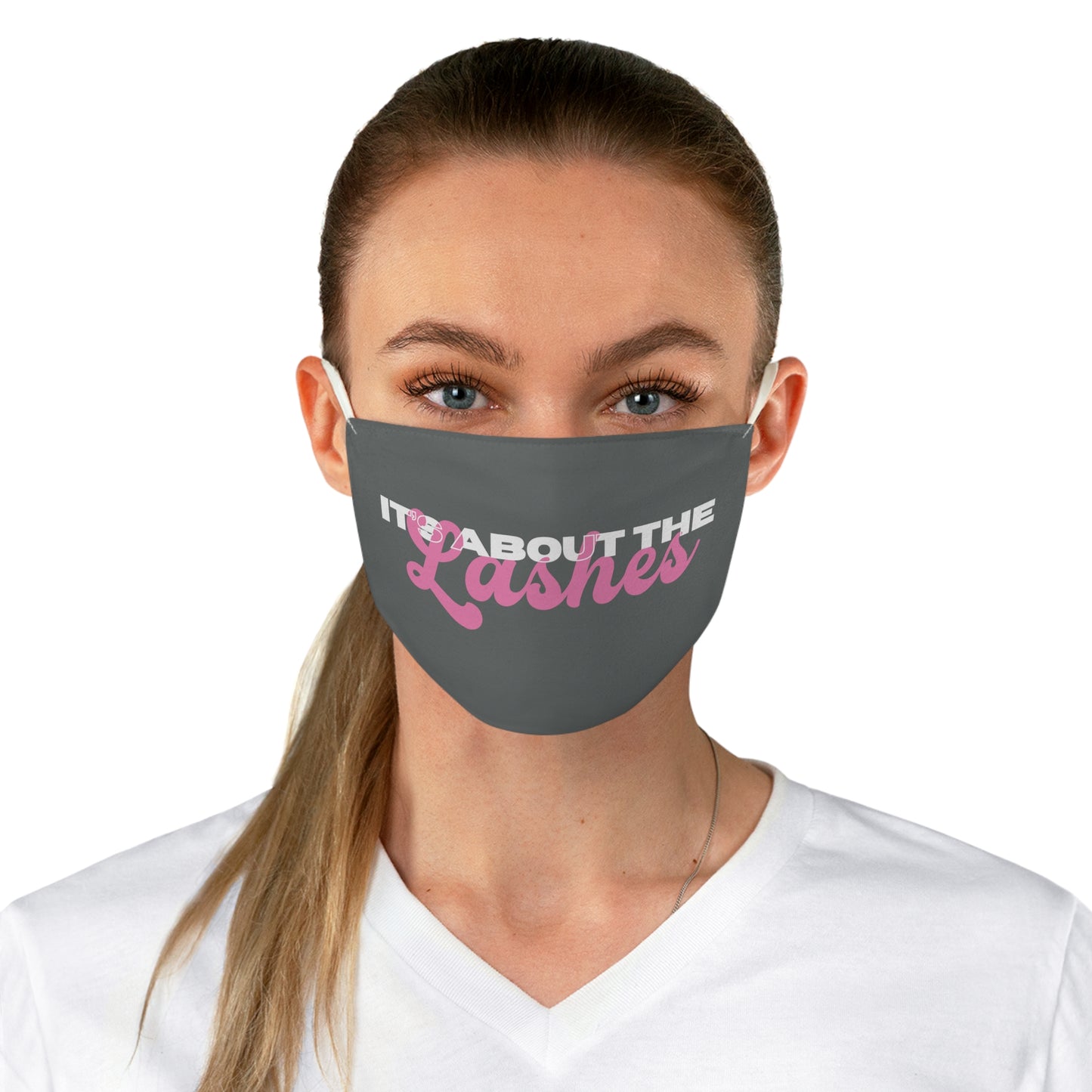 "It's About The Lashes" Fabric Face Mask - White/Pink/Gray