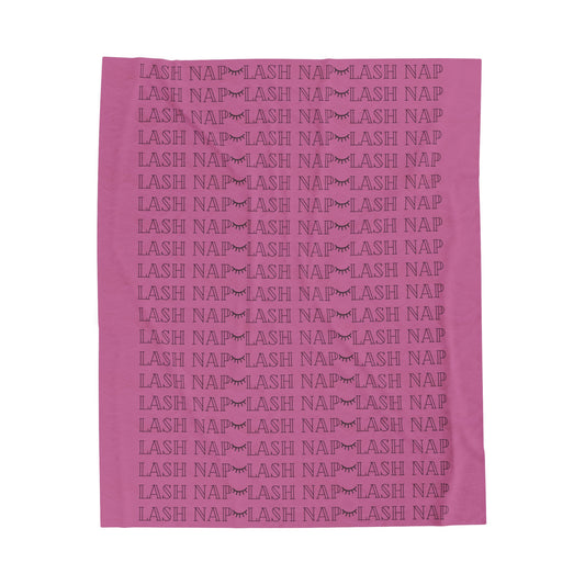 "Lash Nap" Velveteen Plush Blanket - PINK/BLACK