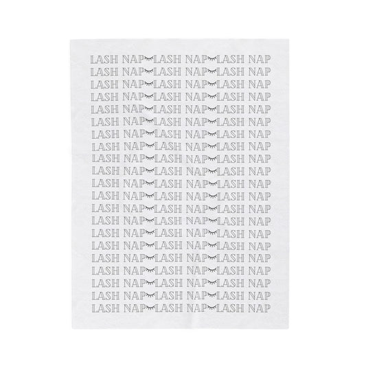 "Lash Nap" Velveteen Plush Blanket - WHITE/BLACK