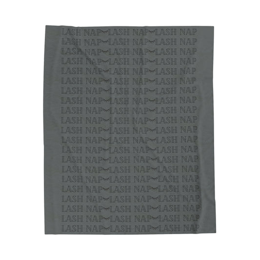 "Lash Nap" Velveteen Plush Blanket - GRAY/BLACK
